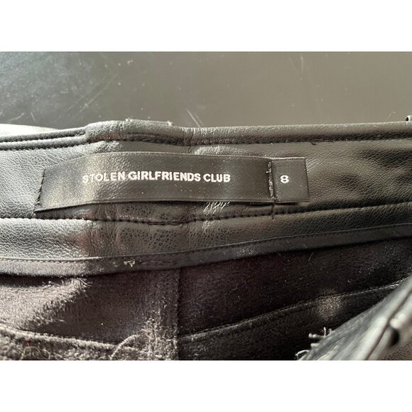 STOLEN GIRLFRIENDS CLUB BUTTON FLY BERMUDA VEGAN LEATHER SHORTS S - Picture 7 of 8